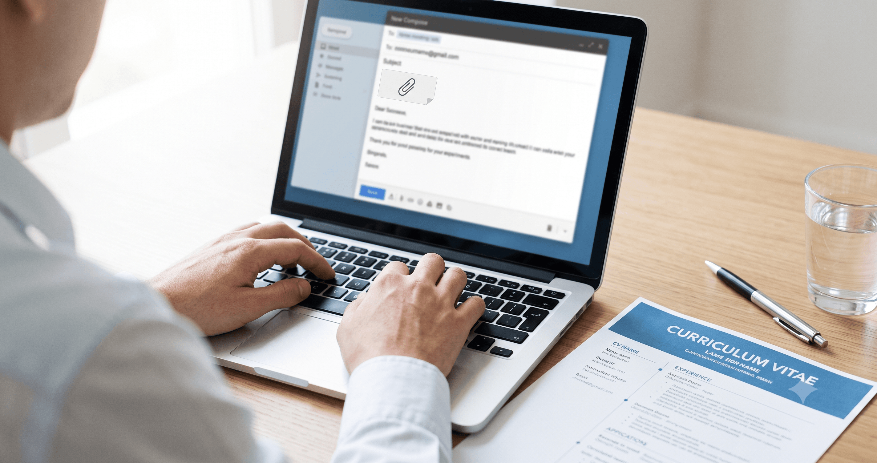 Persona enviando su curriculum a residencias de ancianos
